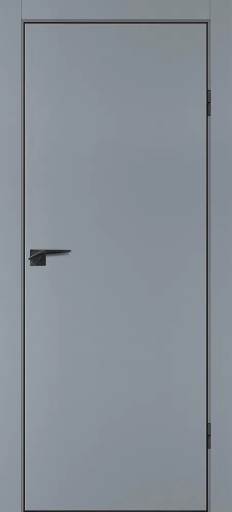 Межкомнатная дверь П-1 кромка АБС черная c 4-х ст. Серый матовый
