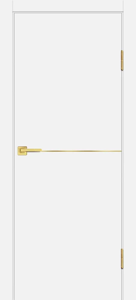 Межкомнатная дверь П-19 ал. молдинг Золото Белый матовый